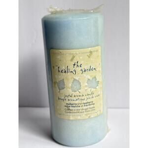 The Healing Garden Joyful Aroma Candle Mulberry and Raspberry Light Blue USA